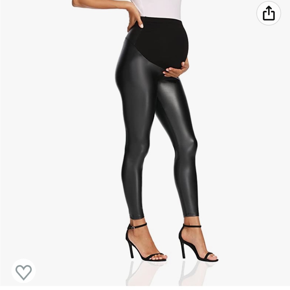 Over belly faux leather maternity leggings